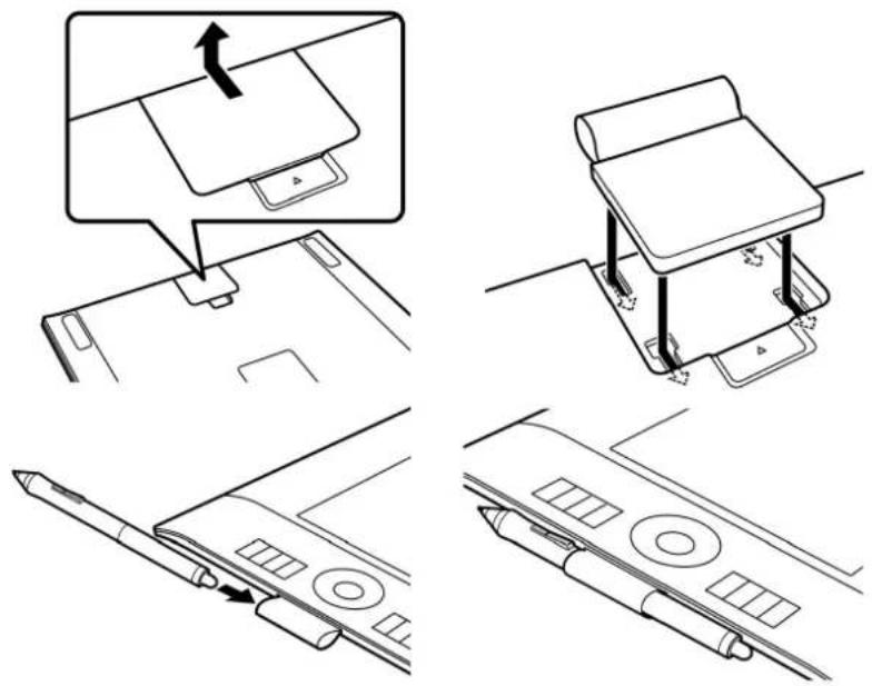 WACOM Intuos4 Wireless - Pour fixer le porte-stylet : - 1
