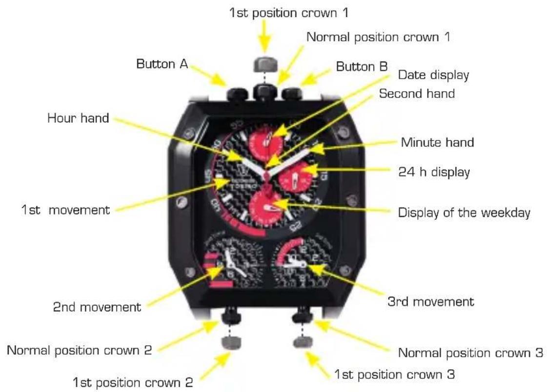 Detomaso Torino - Operating instructions for the multifunction watch - 1