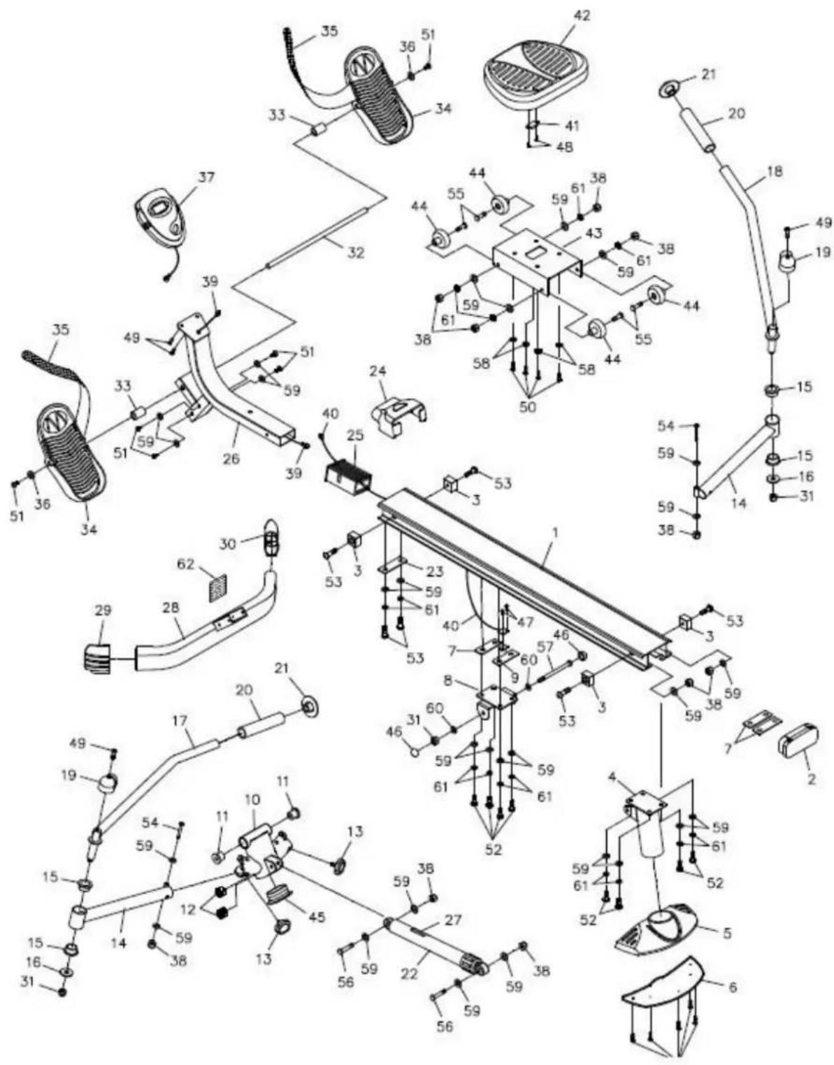 Toorx RowerCompact - Catalogue des pièces détachées – Commander des pièces de rechange - 1