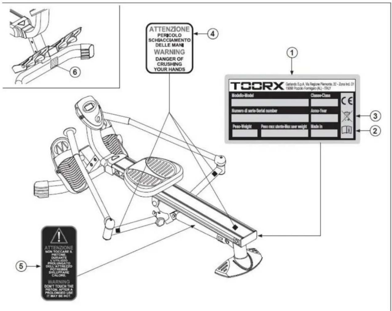 Toorx RowerCompact - Etiquettes sur le produit - 1