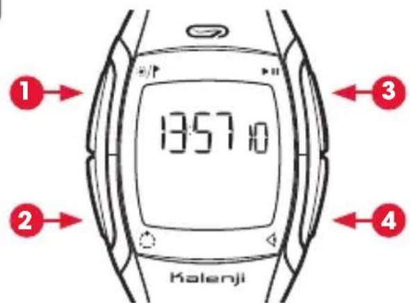 Kalenji 500 SD - Fonctions des boutons. - 2