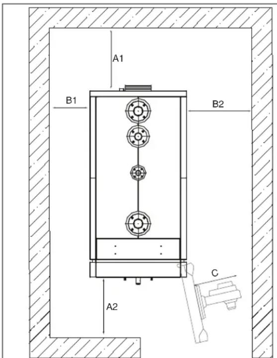 BUDERUS SB745WS - Distances minimales par rapport aux murs - 1