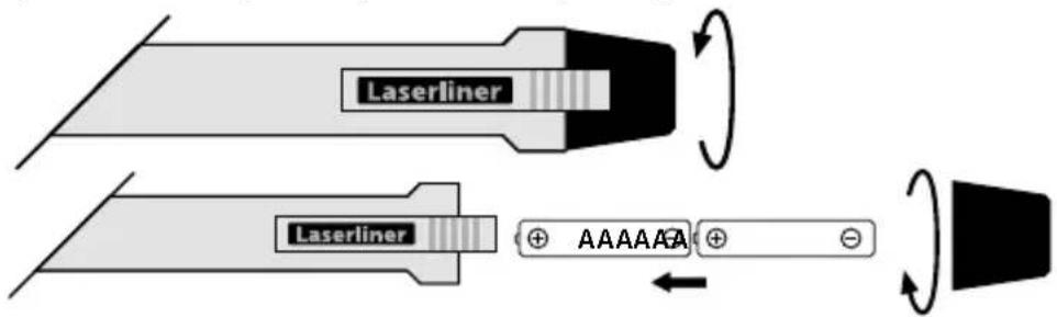 Laserliner ActivePen - Innlegging av batterier - 1