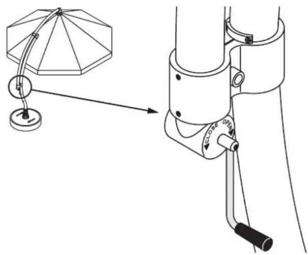 Sun Garden Easy Parasol - Bedienelemente: die Handkurbel - 1