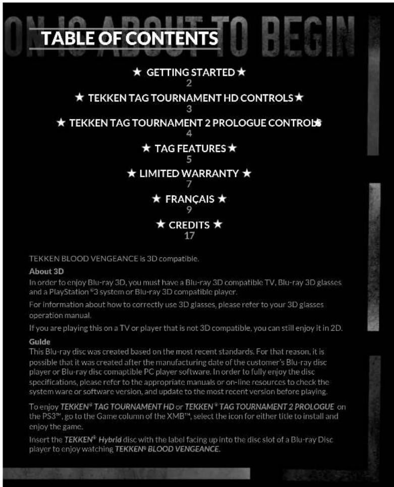 SONY Tekken Hybrid (Playstation 3) - HANDLING YOUR PS3™ FORMAT DISC: - 1