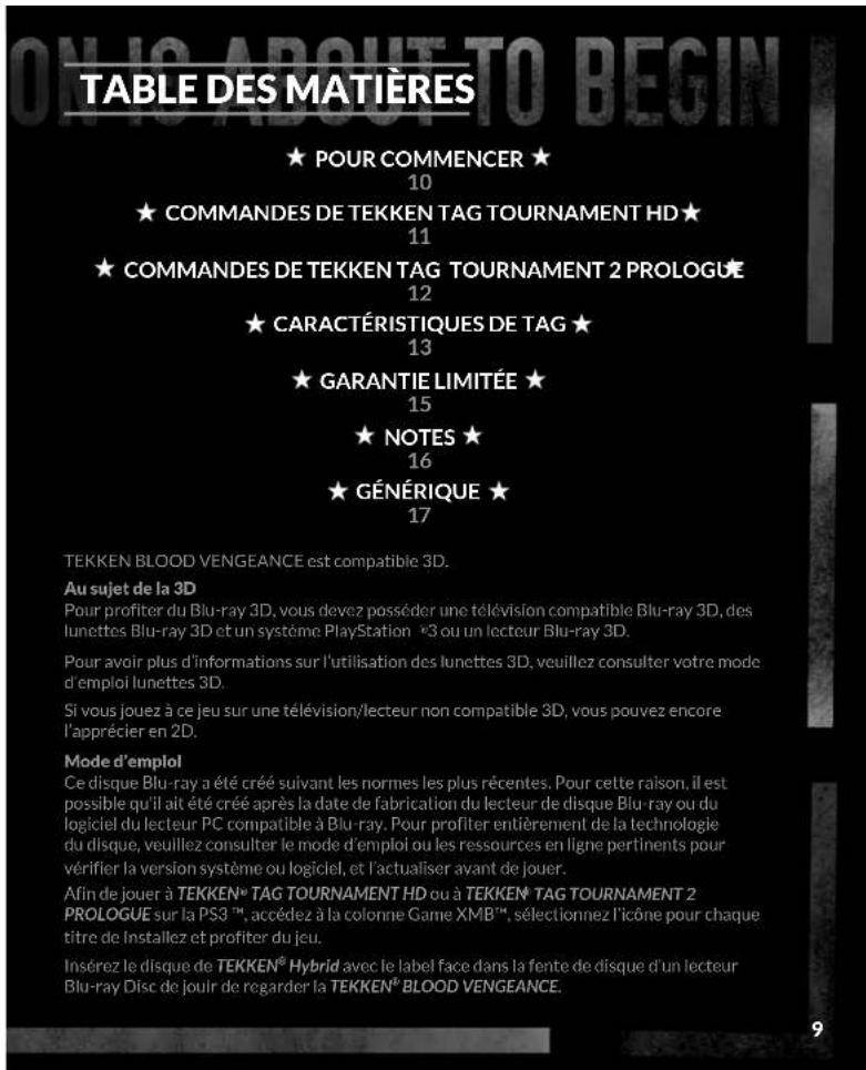 SONY Tekken Hybrid (Playstation 3) - UTILISATION DE VOTRE DISQUE DE JEU PS3 ^MC : - 1