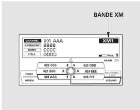 Honda Accord (2010) - Utilisation de la radio XM (modèle avec système de navigation) - 1