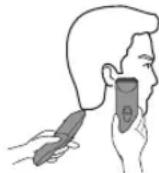 PANASONIC ERCA70 - Schneiden Sie das Haar, indem der Kopf des Haarschneidegerats direkt auf die Kopfhaut gesetzt wird. - 1