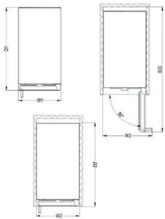 ELECTROLUX ERW0673AOA - ASENNUSMITAT (MM) JA ILMANVAIHTOVAATIMUKSET Mitat - 2