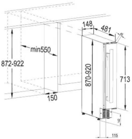 AEG SWB61501DG - INSTALLATIONSMATT (MM) OCH VENTILATIONSKRAV - 1