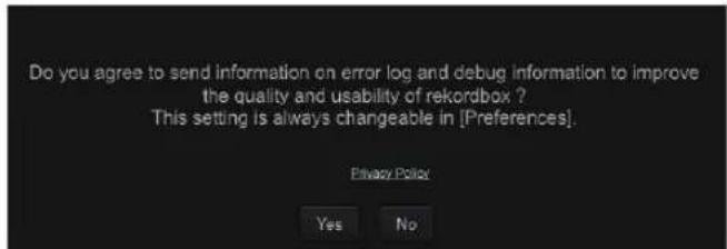 PIONEER DDJRR - Vérifiez l'envoi des conditions d'utilisation du client derekordbox - 1