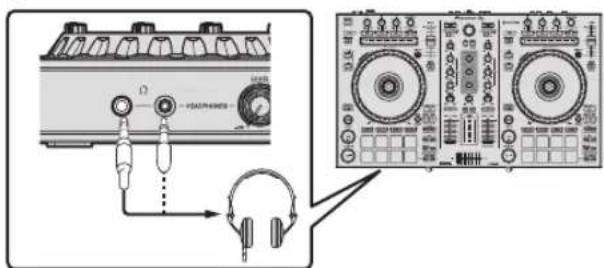 PIONEER DDJRR - Raccordez un casque à l'une des prises de sortie [PHONES]. - 1