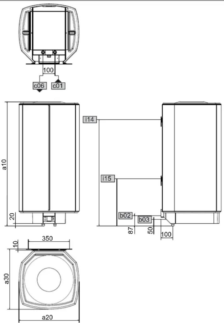 STIEBEL ELTRON SHZ 150 LCD - Cotes et raccordements - 1