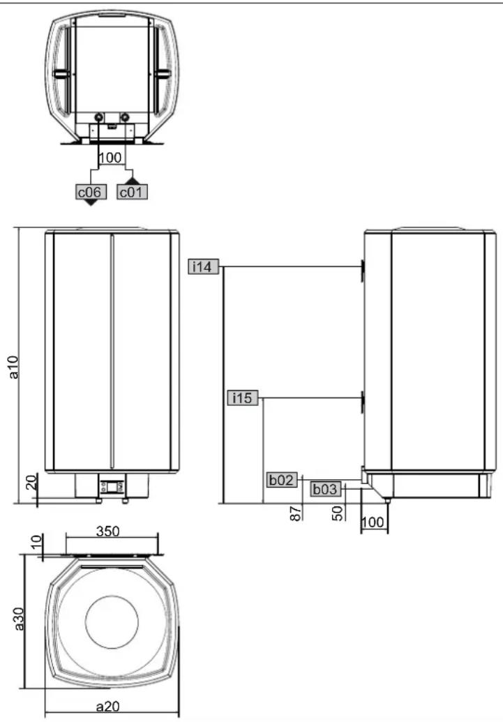 STIEBEL ELTRON SHZ 100 LCD - Maße und Anschlüsse - 1
