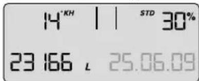 BRITA Purity 600 Steam - -1, -2, -3, -4 niveau – gegevens van de filterpatronen die voor de actuele filterpatroon zijn gebruikt. - 1