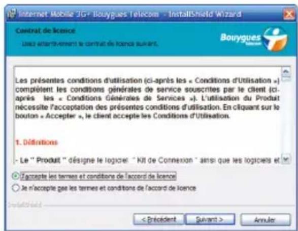 ZTE MF190 - Sélectionnez « J'accapète les termes et conditions de l'accord de licence » puis Suivant - 1