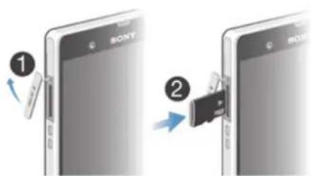 SONY ERICSSON Xperia Z C6602 - Pour insérer la carte mémoire - 1