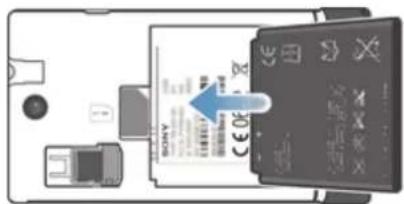 SONY ERICSSON Xperia E C1505 - Pour insérer la batterie - 1