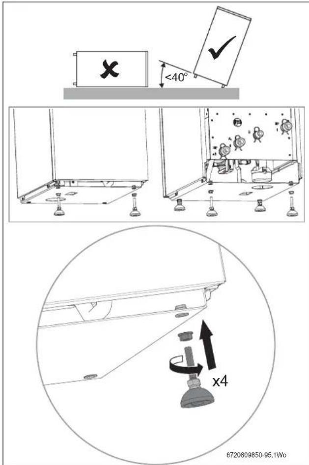 BUDERUS Logano plus GB102S 1630 - Installation des pieds de mise à niveau - 3