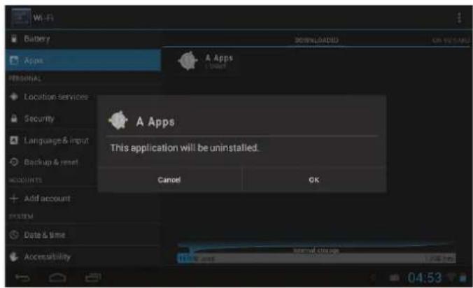 COBY MID7055 - To uninstall an application: - 4