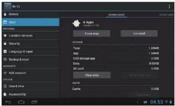 COBY MID7055 - Pour désinstaller une application: - 2