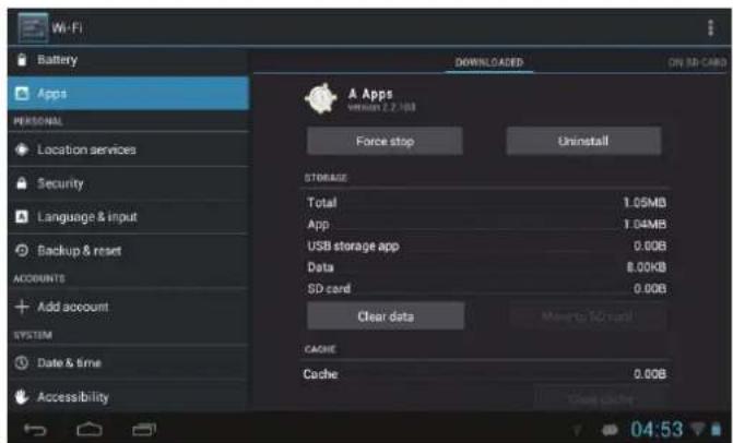 COBY MID7055 - To uninstall an application: - 3