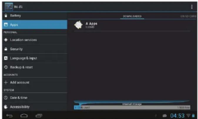 COBY MID7055 - To uninstall an application: - 1