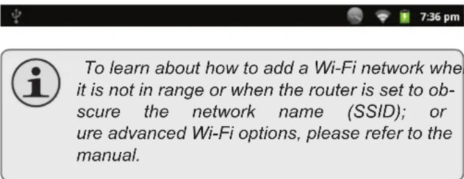 COBY MID7127 - Select an available Wi-Fi network to connect to: - 1