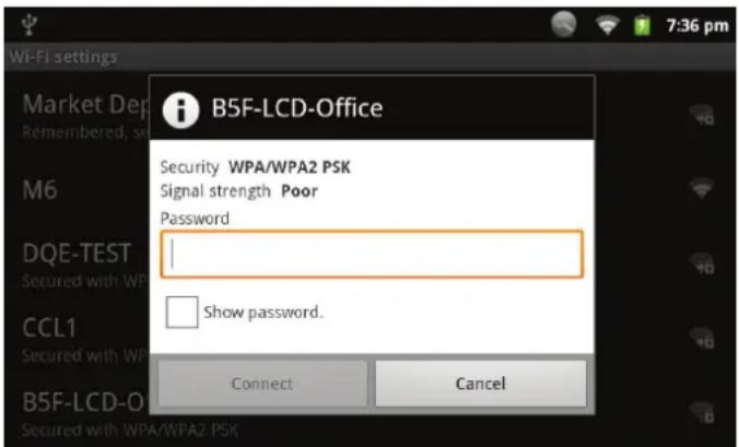 COBY MID7127 - Select an available Wi-Fi network to connect to: - 2