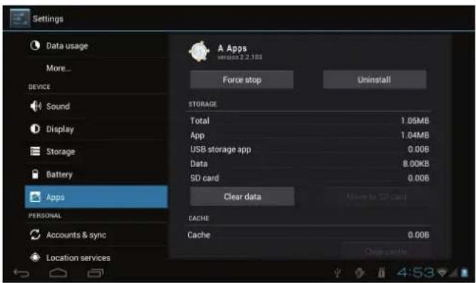 COBY MID7047 - To uninstall an application: - 3