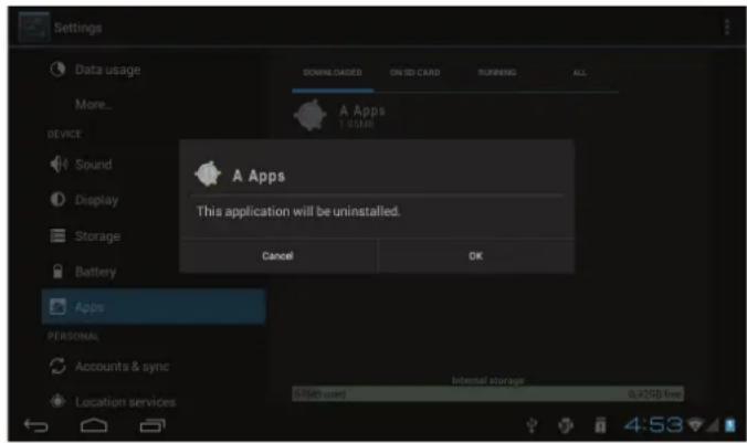 COBY MID7034 - To uninstall an application: - 3