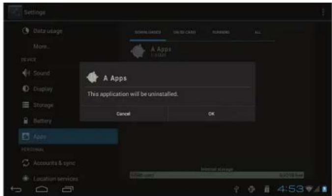 COBY MID7046 - To uninstall an application: - 3