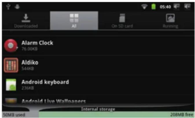 COBY Kyros MID7016 - To uninstall an application: - 1