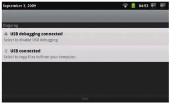COBY Kyros MID7016 - When your tablet is connected, a USB icon will appear in the Notification bar. - 1