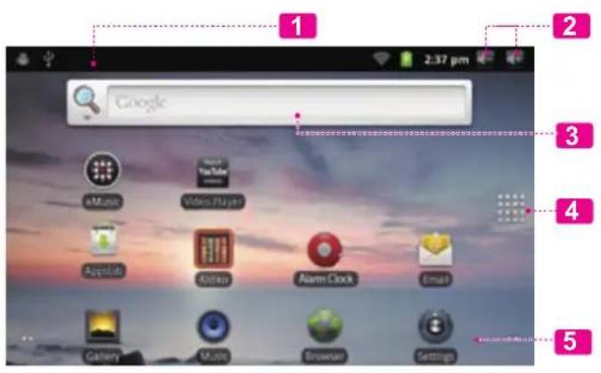 COBY Kyros MID7016 - Home Screen at a Glance - 1