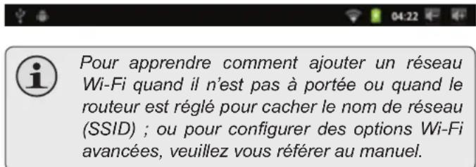 COBY Kyros MID7016 - Sélectionner un réseau Wi-Fi disponible auquel vous pouvez vous connecter : - 2