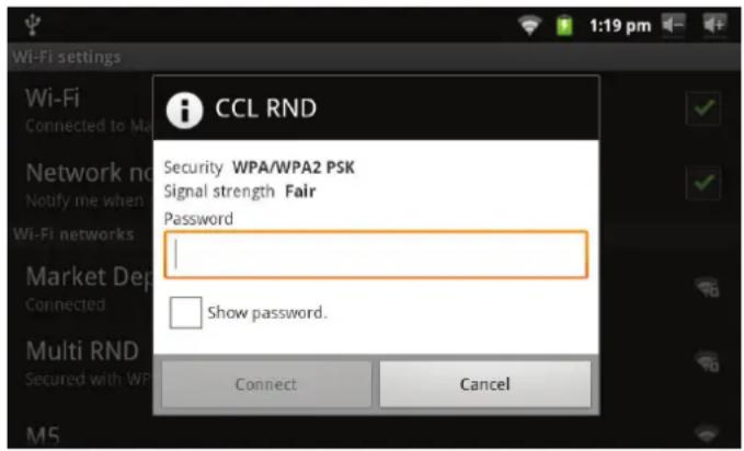COBY MID7012 - Select an available Wi-Fi network to connect to: - 1