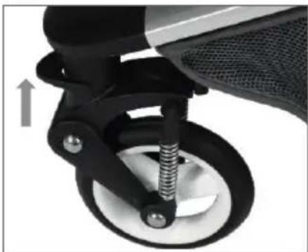 Baby-Plus AirMotion - Verriegelung des Vorderrades: - 1