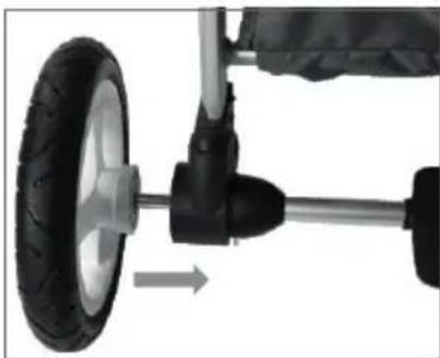 Baby-Plus AirMotion - Staccare la ruota posteriore: - 1