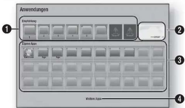 SAMSUNG HTF6500W - Der Anwendungen Bildschirm im Überblick - 1