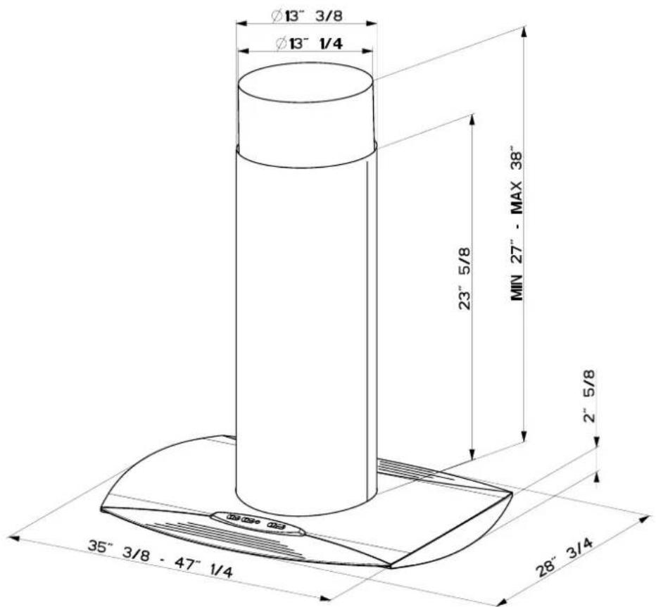 FABER Axia Isola - DUCTED INSTALLATION DIMENSIONS - 2