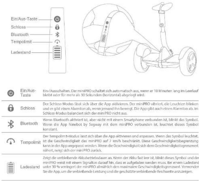 NINEBOT MiniPRO - Instrumentensymbole - 1