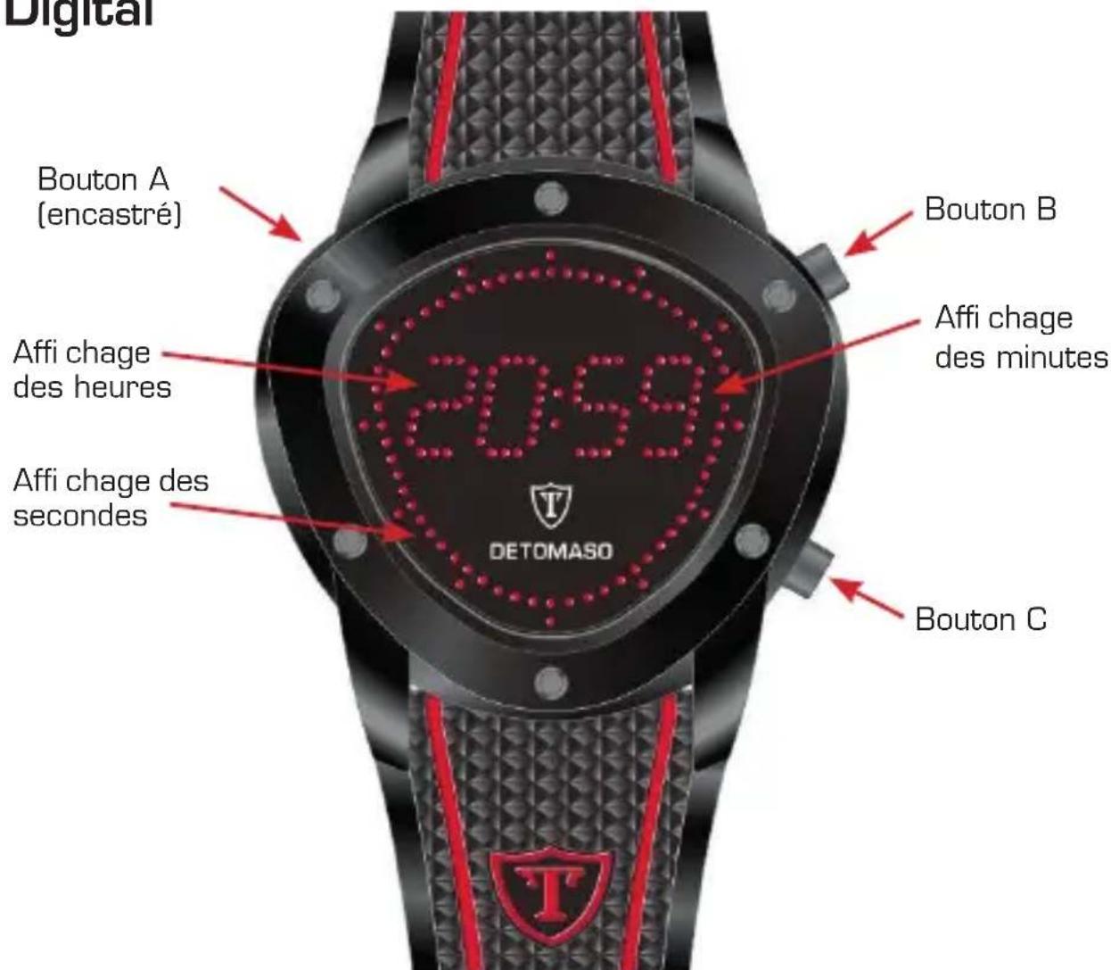 Detomaso Compasso - Notice d'utilisation de la montre Compasso Digital - 1