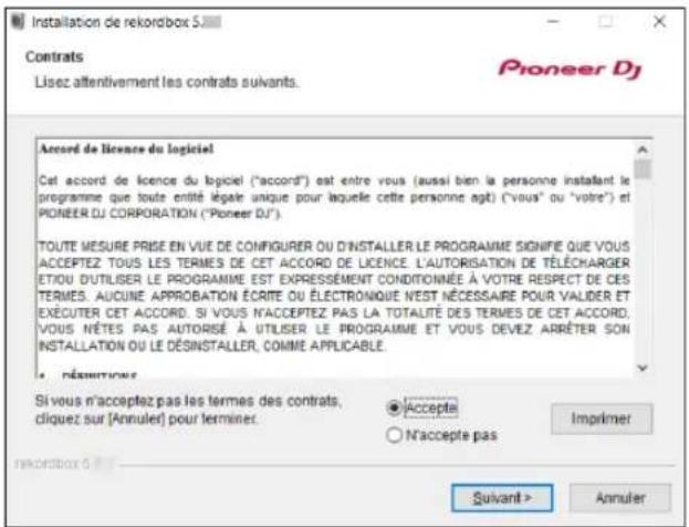 PIONEER DDJXP1 - Lisez attentivement les conditions générales de l'accord de licence et, si vous acceptez, sélectionnez [Accepte] puis cliquez sur [Suivant]. - 1