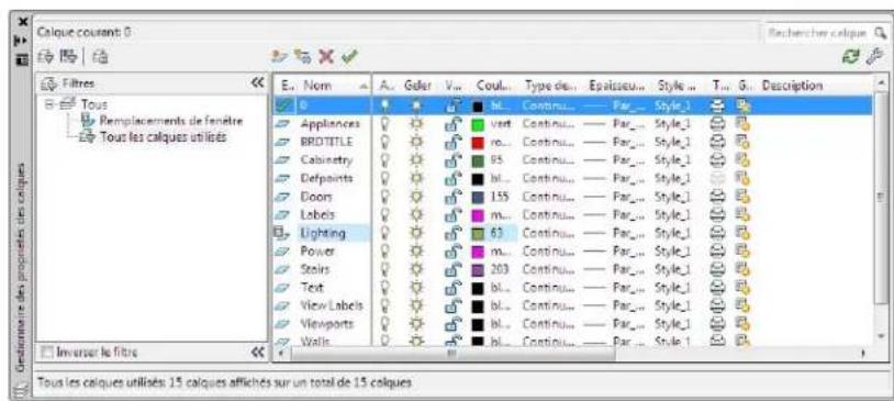 AUTODESK AutoCAD 2010 - Identifier les calques comptant des remplacements de propriétés - 1