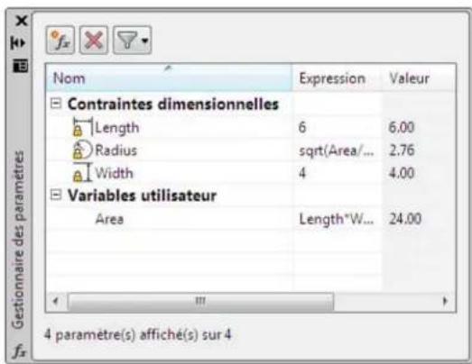 AUTODESK AutoCAD 2010 - Définition des variables et des équations - 1