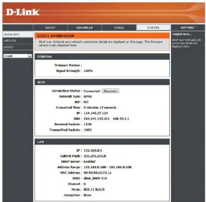D-LINK DWR510 - Informations sur le périphérique - 1