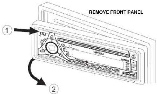 JENSEN MP6211 - Detaching the Front Panel - 1