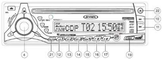 JENSEN MP6211 - Insertando el disco MP3 o WMA - 1