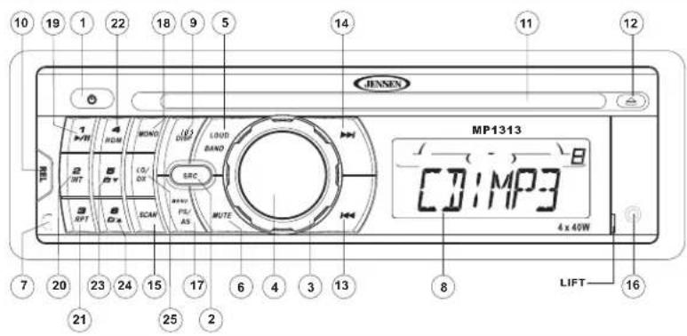 JENSEN MP1313 - OPERACION DEL REPRODUCTOR DE CD - 1